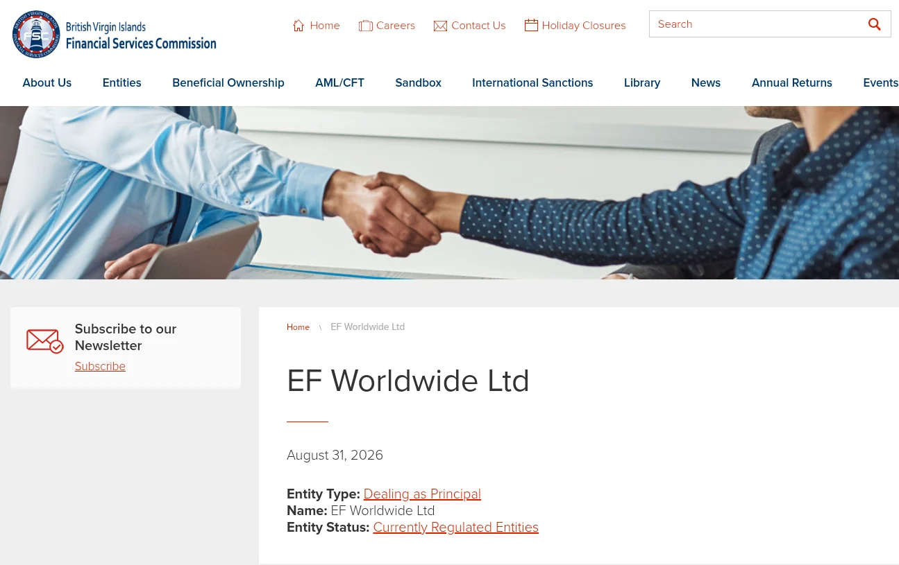 Registro de FSC, EF Worldwide Ltd