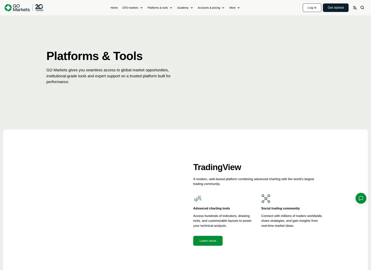 Página de plataformas de trading de Go Markets en septiembre de 2026