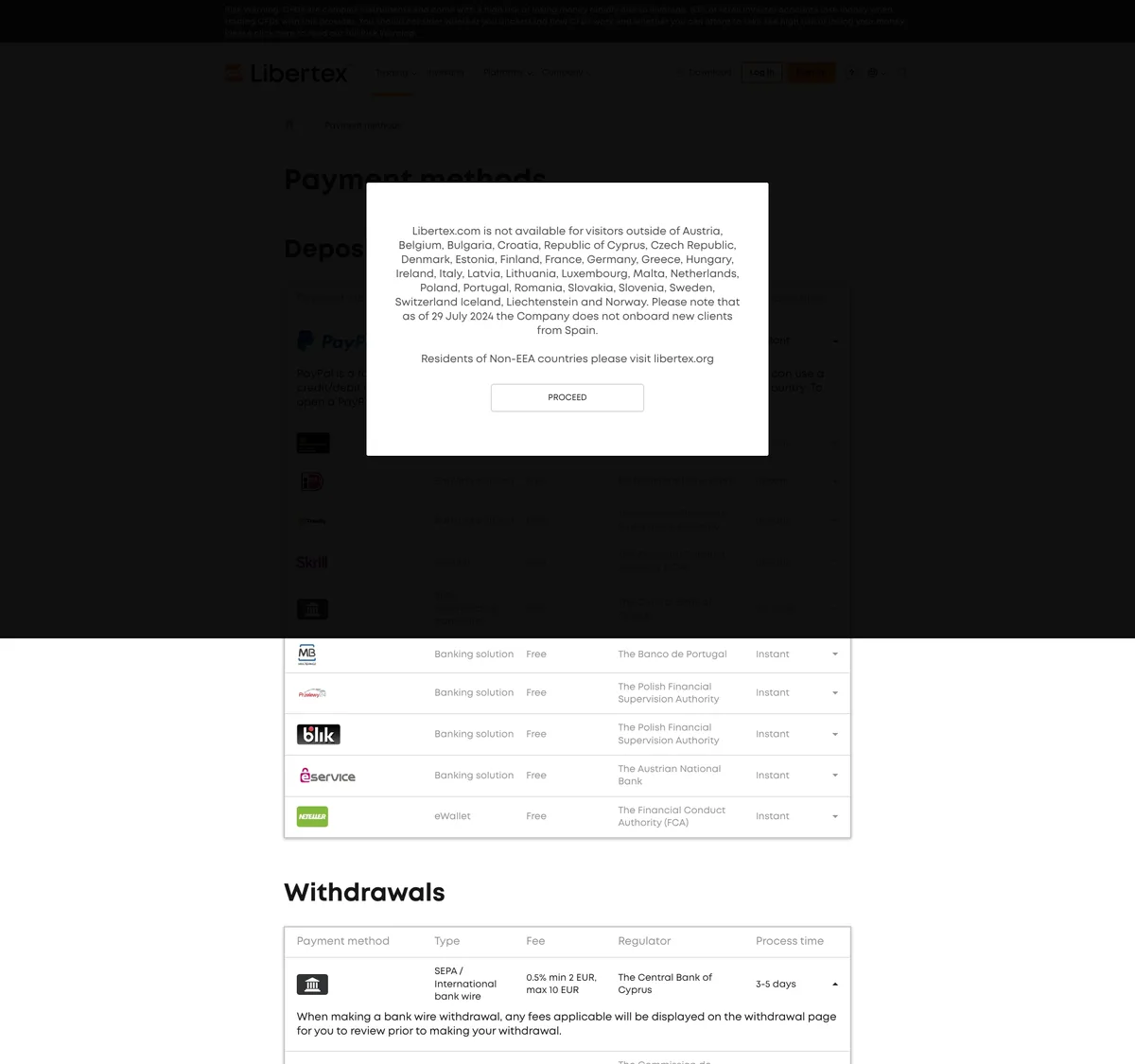 Página de fondeo de libertex.com capturada el 12 de septiembre de 2026