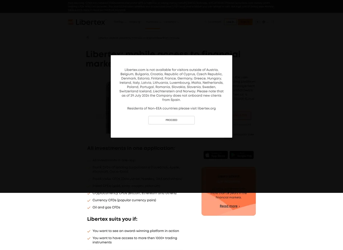 Página de plataformas de libertex.com capturada el 12 de septiembre de 2026
