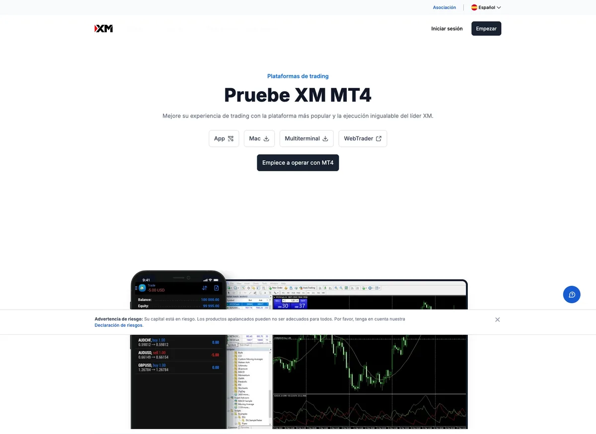 Página de plataformas de trading de XM en septiembre de 2026