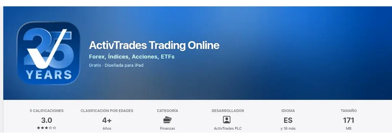 Ficha de la App Store de México de la aplicación de ActivTrades, capturada el 10 sep 2026.