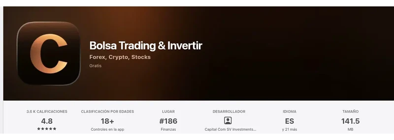 Página de la App Store de México de Bolsa Trading & Invertir, capturada el 10 sep 2026.