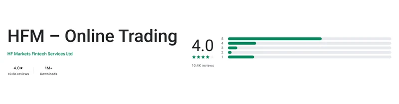 Ficha de Google Play de HFM tal como se ve en México, capturada el 10 sep 2026.