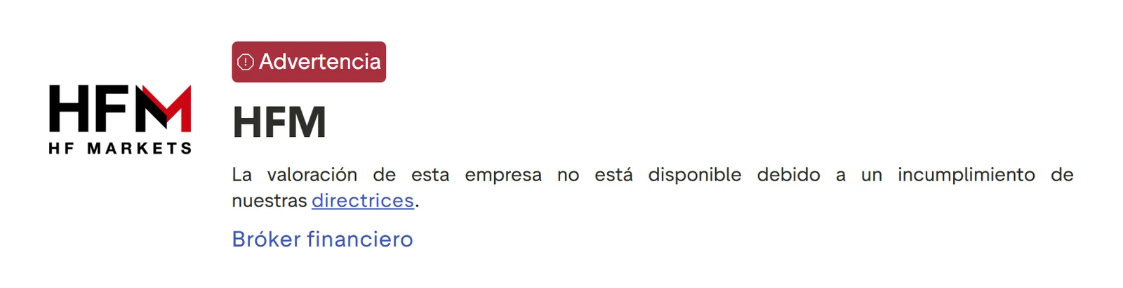 Perfil de Trustpilot de HFM capturado el 10 sep 2026; la cifra es la mostrada ese día y se recaptura mensualmente.
