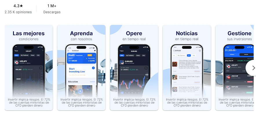 Ficha de Google Play de la aplicación de Admirals tal como se ve en México, capturada el 1 oct 2026.