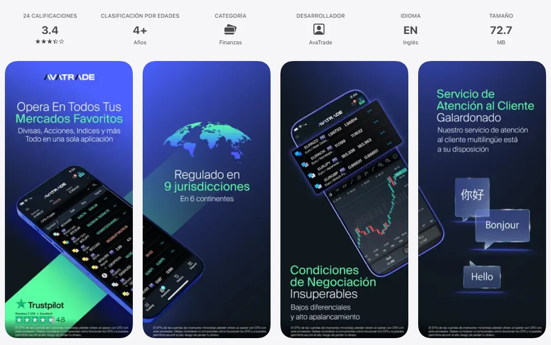 Ficha de la App Store de México de la aplicación de AvaTrade, capturada el 1 oct 2026.