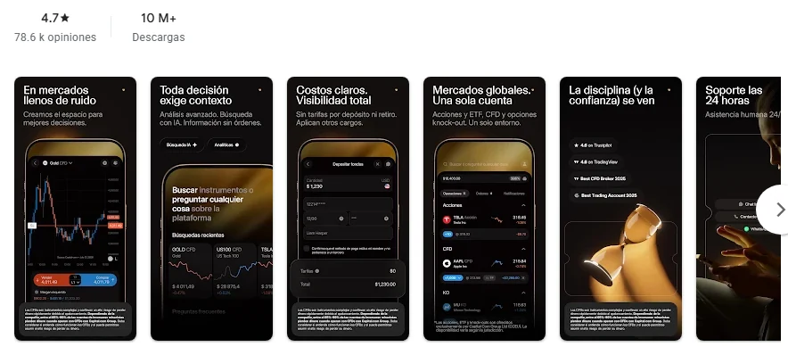 Ficha de Google Play de la aplicación de Capital.com tal como se ve en México, capturada el 1 de octubre de 2026.