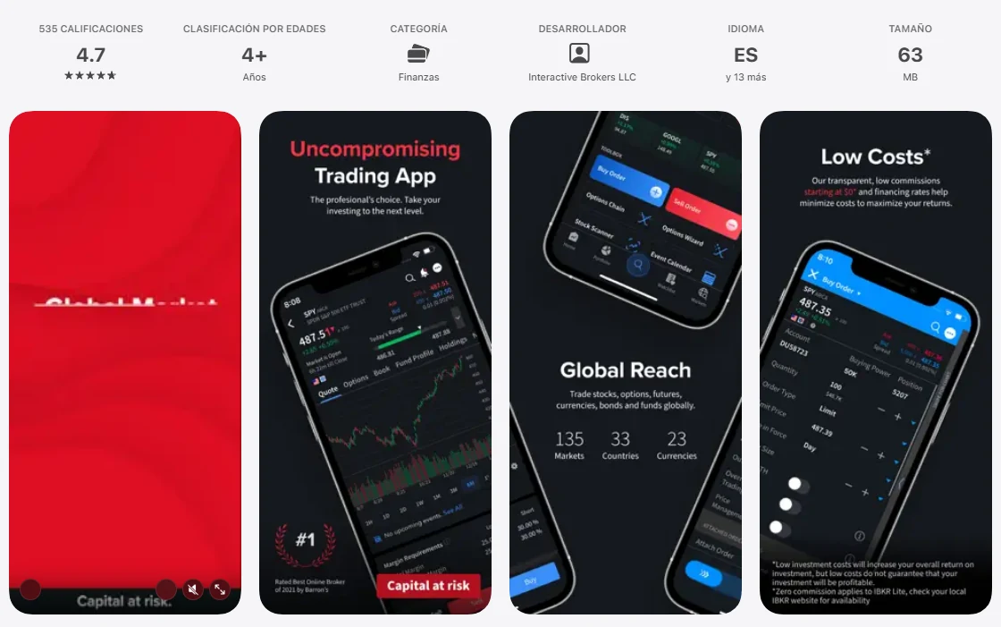 Ficha de la App Store de México de la aplicación de Interactive Brokers, capturada el 1 oct 2026.
