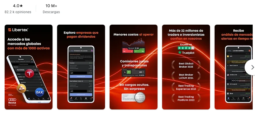 Ficha de Google Play de la aplicación de Libertex tal como se ve en México, capturada el 1 oct 2026.