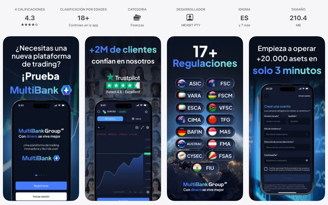 Ficha de la App Store de México de la aplicación de Multibank Group, capturada el 1 oct 2026.