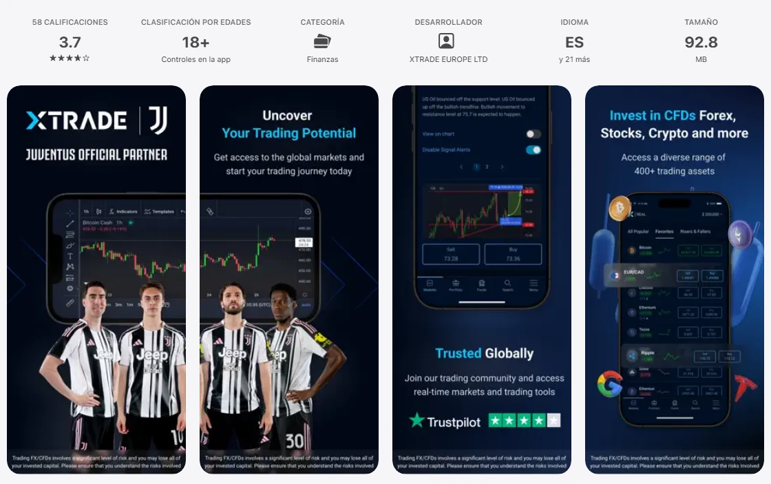 Ficha de la App Store de México de la aplicación de Xtrade, capturada el 1 oct 2026.