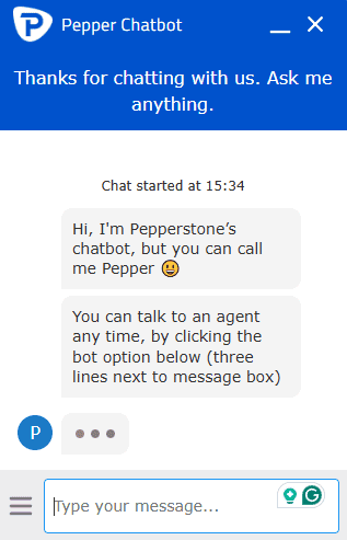 Chatbot de Pepperstone