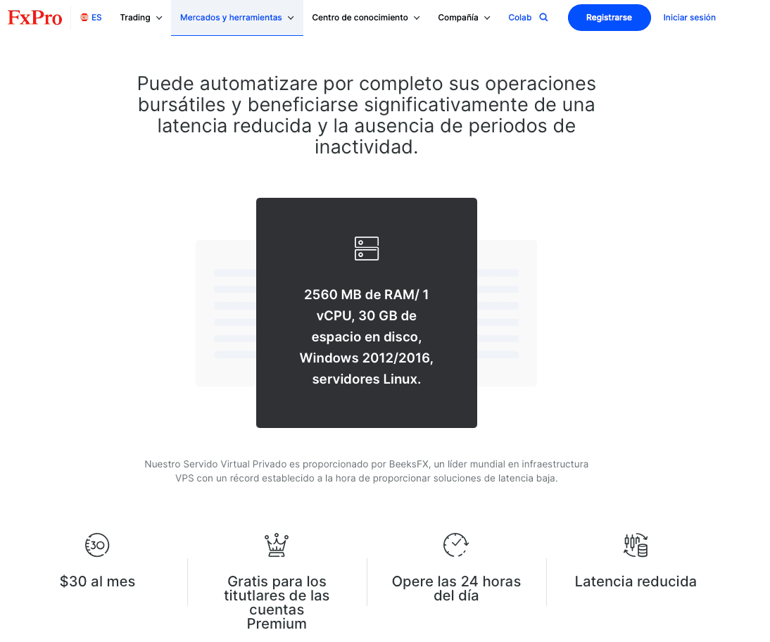 Use el VPS de FxPro para cTrader