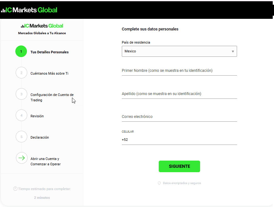 Abrir una cuenta con IC Markets