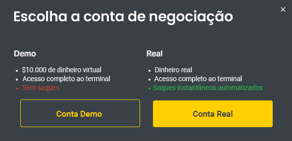 Contas de Negociação Exness