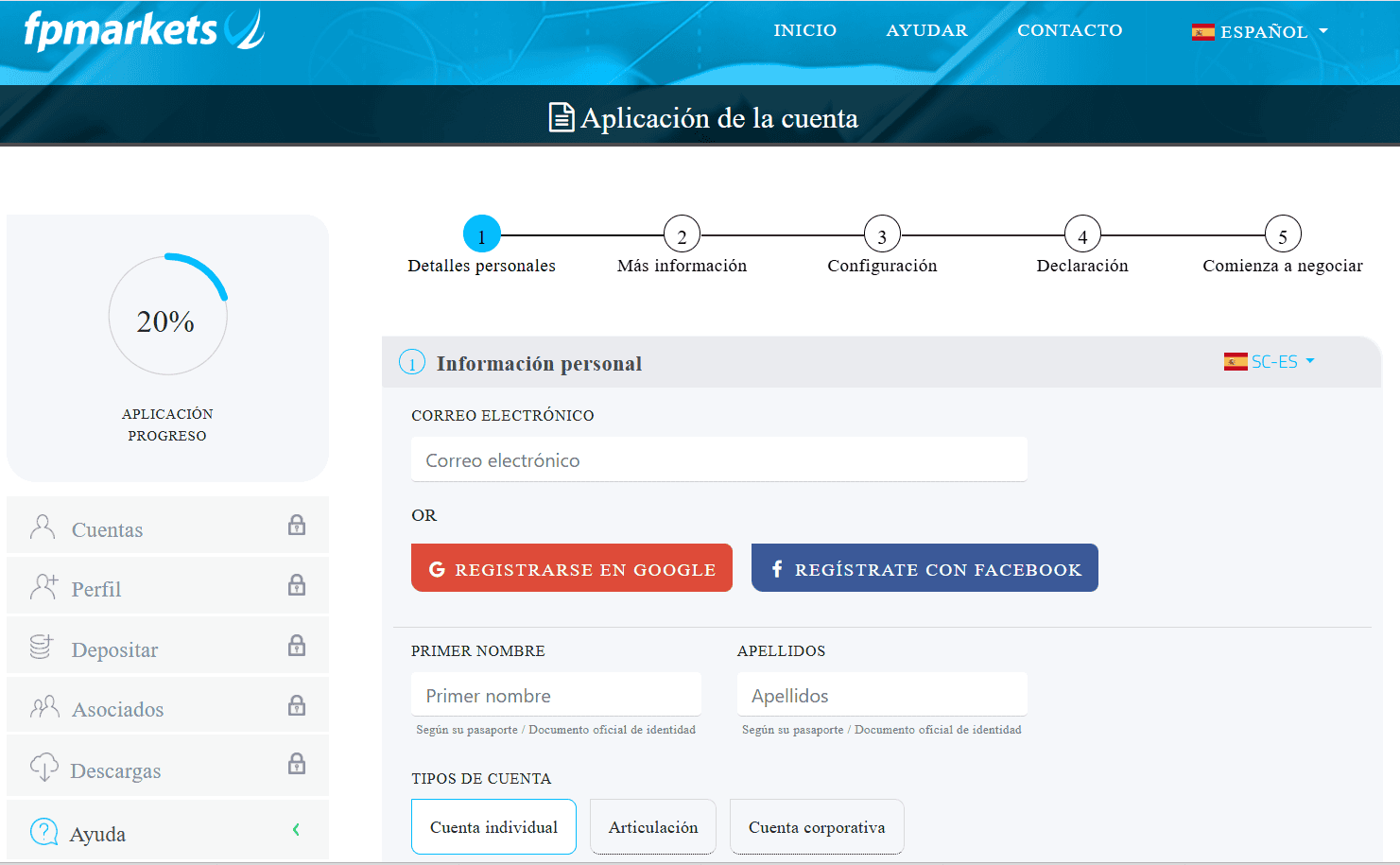 Proceso de solicitud de cuenta de FP Markets para traders mexicanos