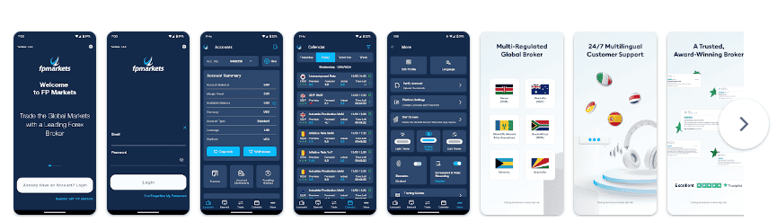 Plataforma de trading móvil de FP Markets desde Google Play