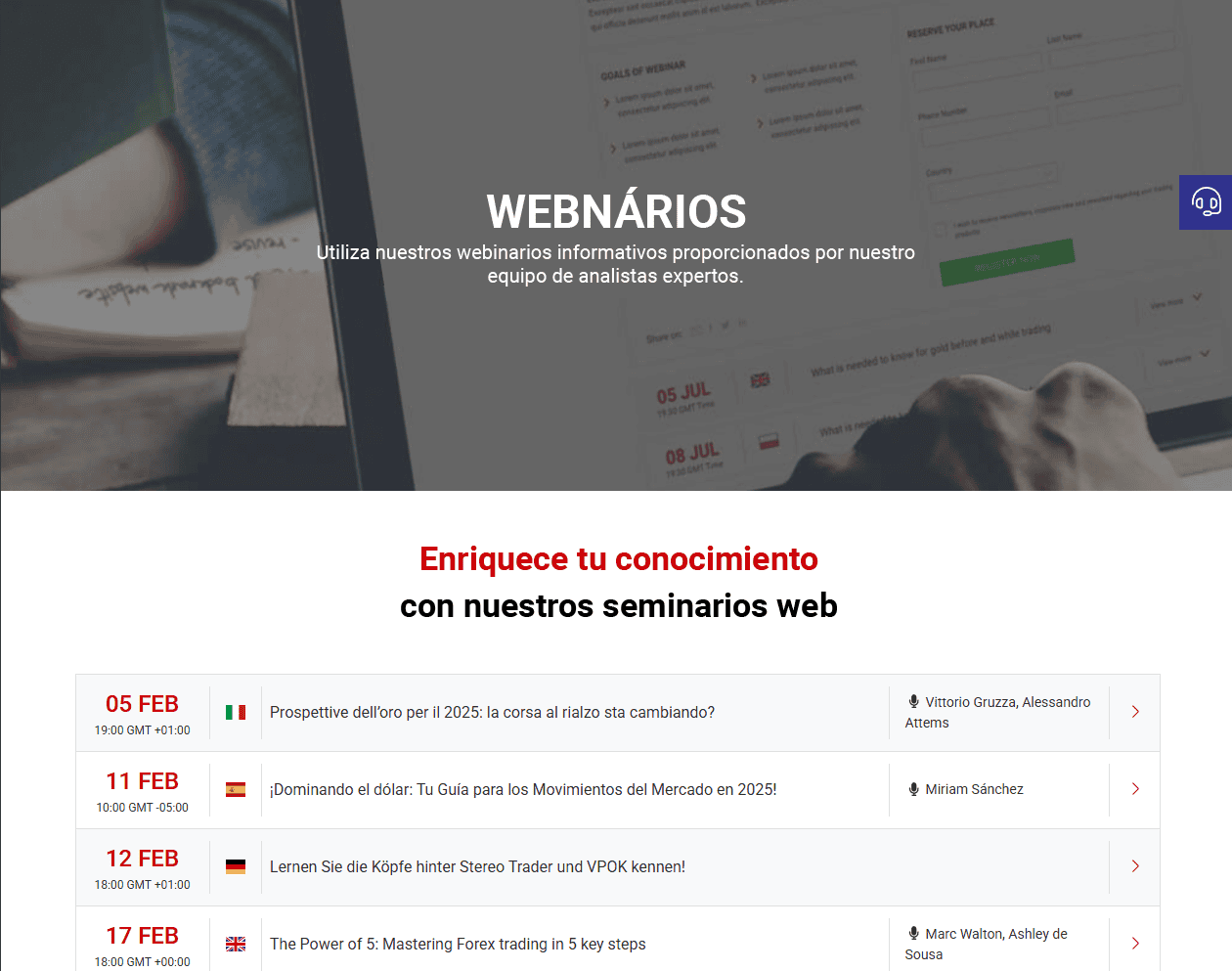 Seminarios Web Tickmill