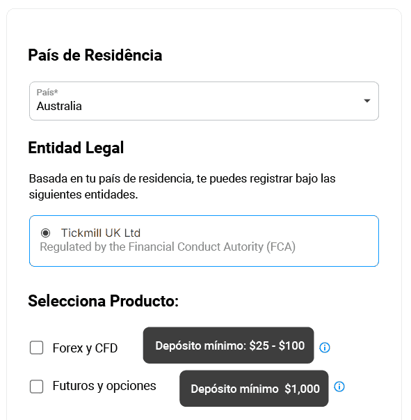 Tickmill detalles personales
