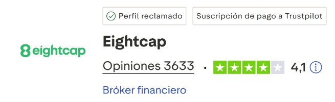 Eightcap TrustPilot Score