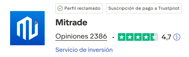 Mitrade TrustPilot Score