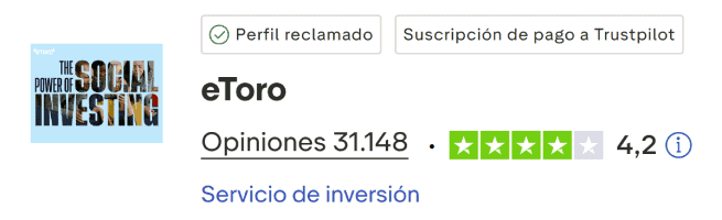 eToro TrustPilot Score