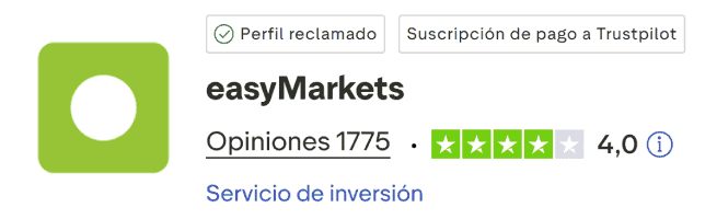 easyMarkets TrustPilot Score